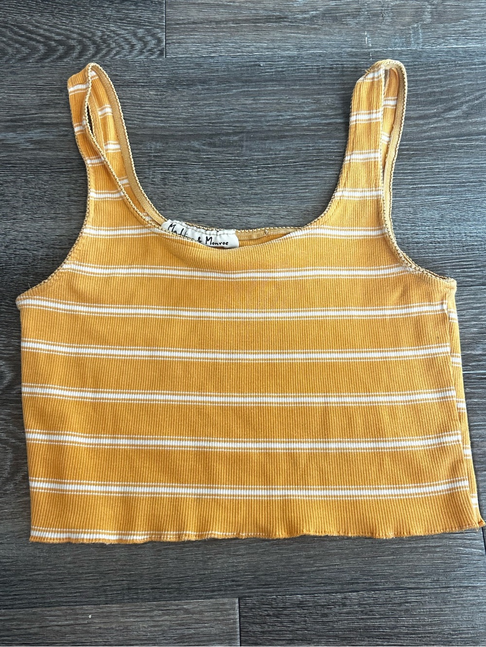 Orange Striped Ribbed Crop Tank Top by Madeline & Monroe